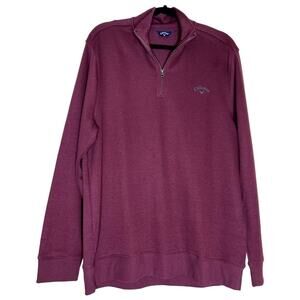 Callaway Sweater Jumper Mens Large Burgundy Knitted Long Sleeve Golf Club Logo